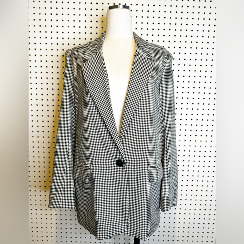 BB Dakota by Steve Madden |‎ The Persona Blazer, Gingham Plaid Longline Sz. M